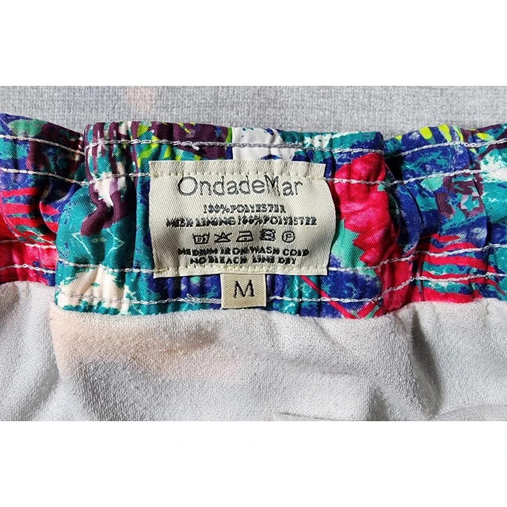 OndadeMar Men's Medium Swim Trunks Crab Lobster Print Beach Resort Swimwear